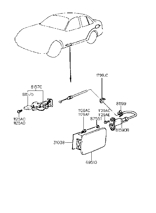 Hyundai 69510-34001 Fuel Filler Door Assembly