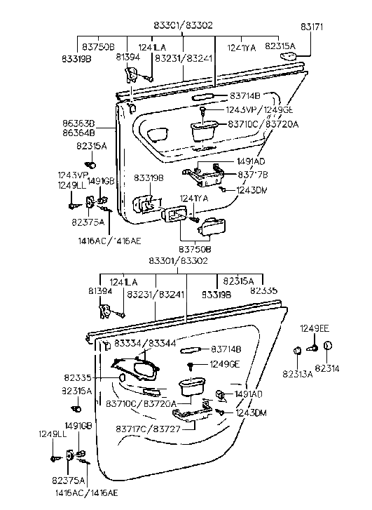 Hyundai 83302-34120-DO Panel Complete-Rear Door Trim,RH