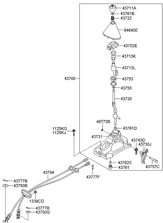 Hyundai 43700-2S100 Lever Complete-Gear Shift