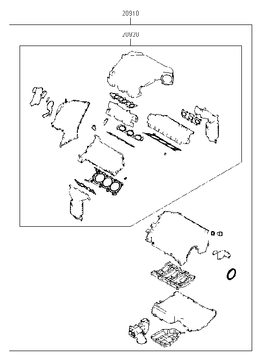 Hyundai 20920-25B00-A Gasket Kit-Engine Overhaul Upper