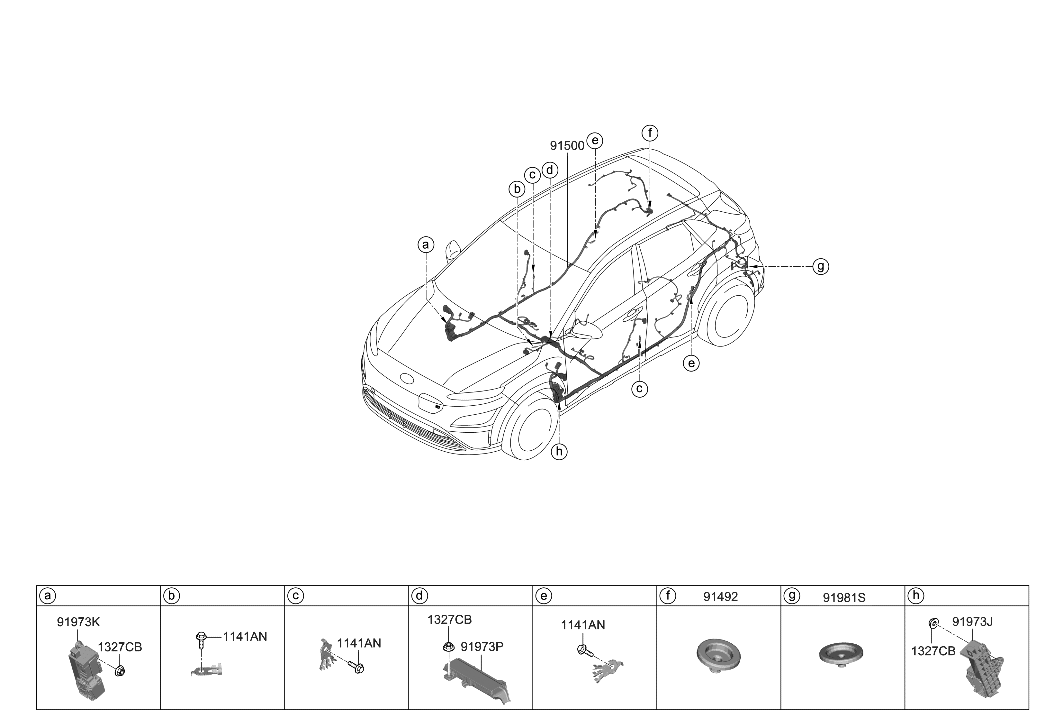 Hyundai 91300-K4060 Wiring Assembly-Floor