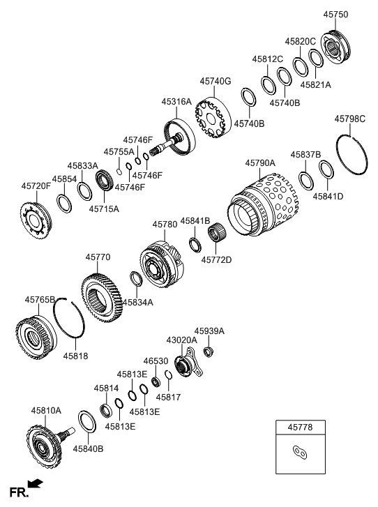 Hyundai 45770-4F410 Gear Assembly-Rear Sun