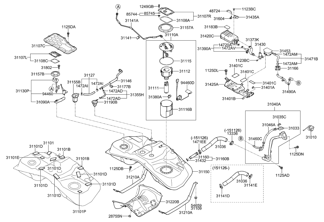Hyundai 31141-2J212 Clamp Assembly-Fuel Pump