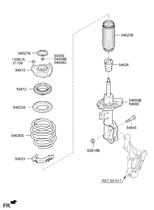 Hyundai 54650-E6100 Strut Assembly, Front, Left