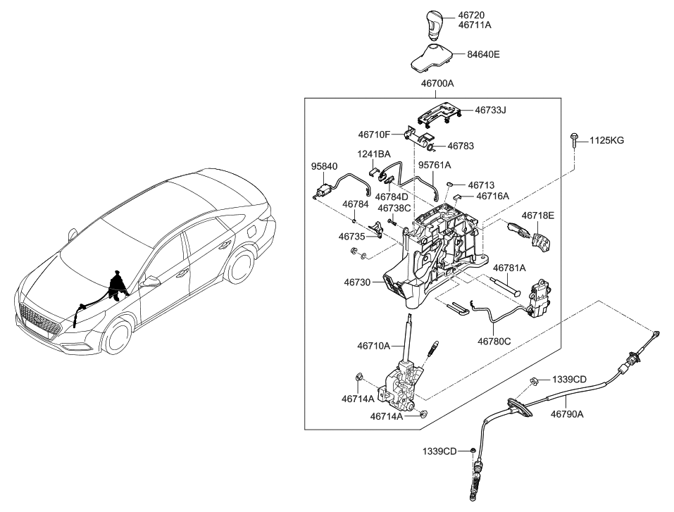 Hyundai 46790-E6100 Cable Assembly-Automatic Transmission