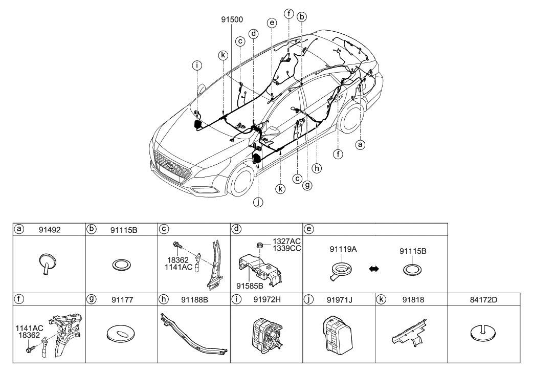 Hyundai 91513-E6010 Wiring Assembly-Floor