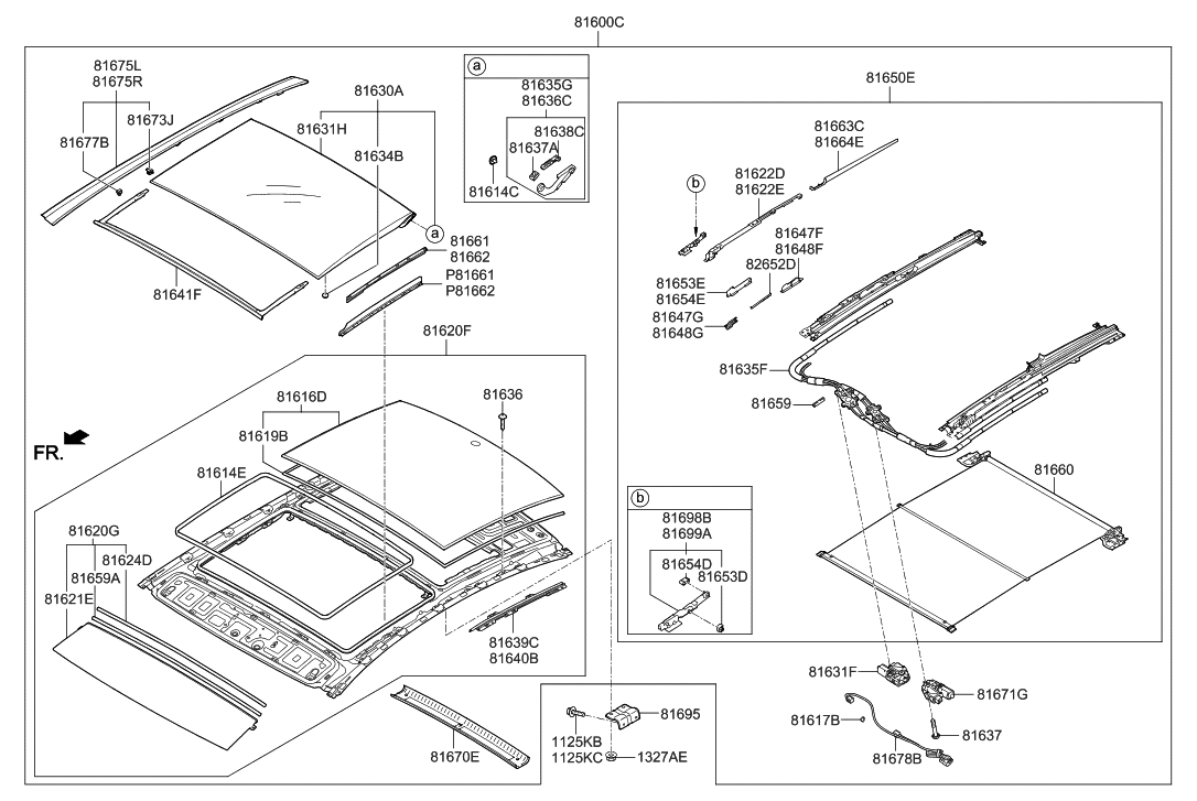 Hyundai 81616-C1000 Panorama Roof Glass Assembly, Rear