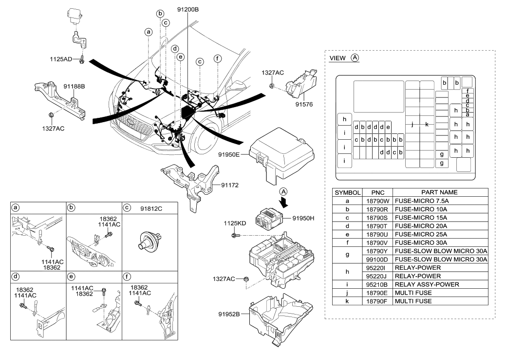 91252-E6120 Genuine Hyundai Wiring Assembly-Front