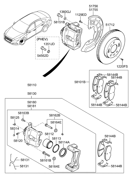 Hyundai 58151-C1000 Bolt-Caliper Mounting