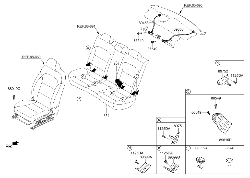 Hyundai 89730-F2600-PKG Latch Assembly-Rear Seat Lock,LH