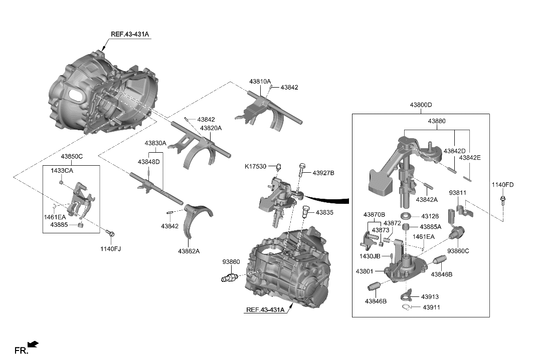 Hyundai 43810-32600 Rail Sub Assembly-Shift(1&2)