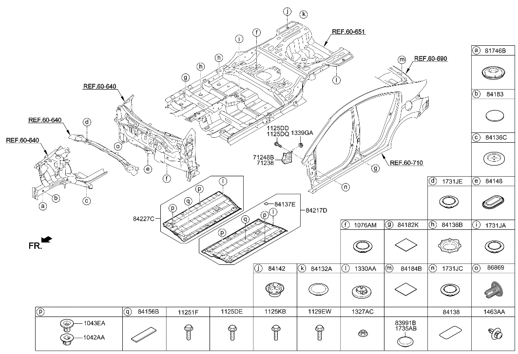 Hyundai 84227-F2200 U/COVER-Ctr FLR OTR,RH