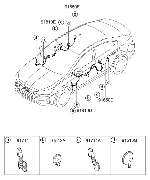 Hyundai 91665-F2110 Wiring Assembly-RR Dr RH