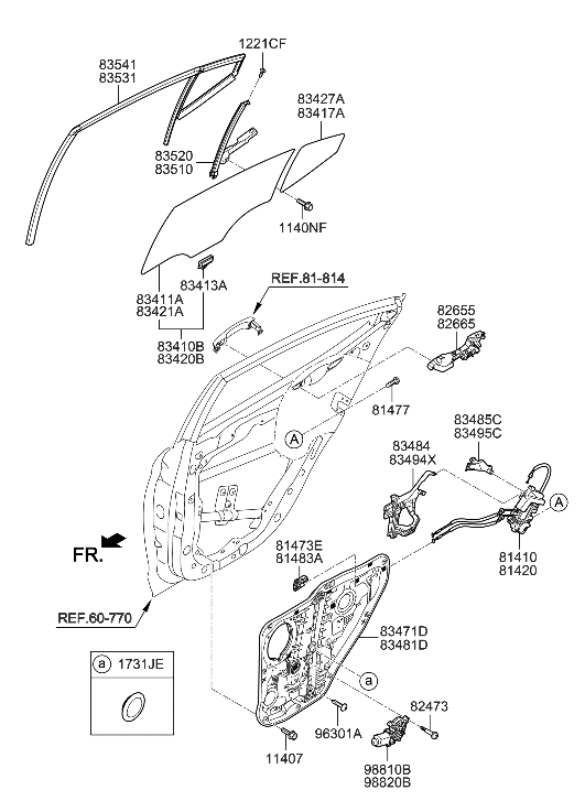 Hyundai 83411-F2020 GLASS-REAR DOOR WINDOW,LH