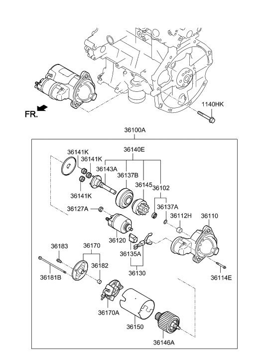 Hyundai 36180-2B614 Bracket-Starter,Rear