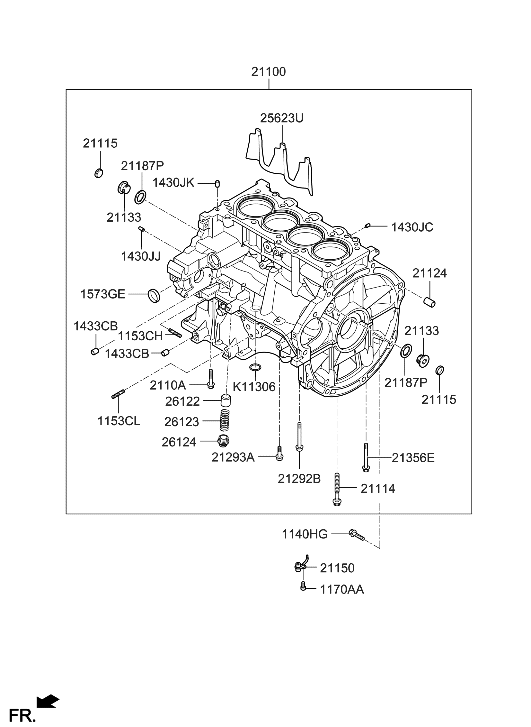 Hyundai 21100-03802 Block Assembly-Cylinder