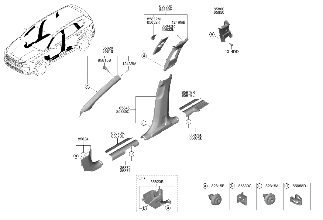 Hyundai 85820-S2000-NNB Trim Assembly-FR Pillar RH