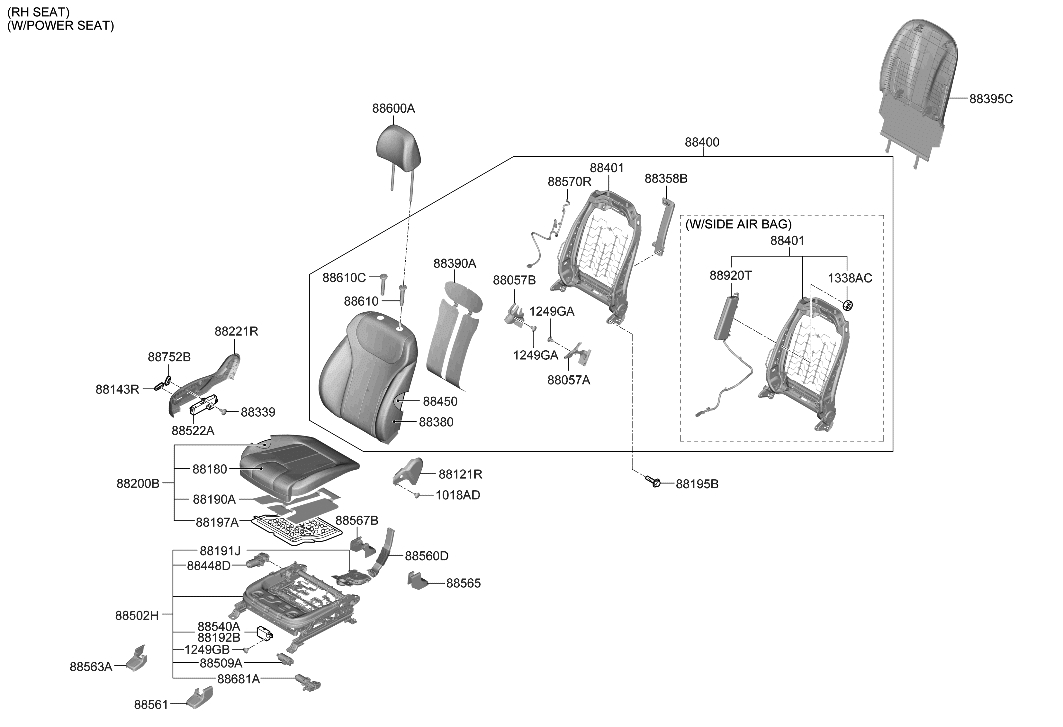 Hyundai 88460-S2100-NGX Covering Assembly-FR Back,RH