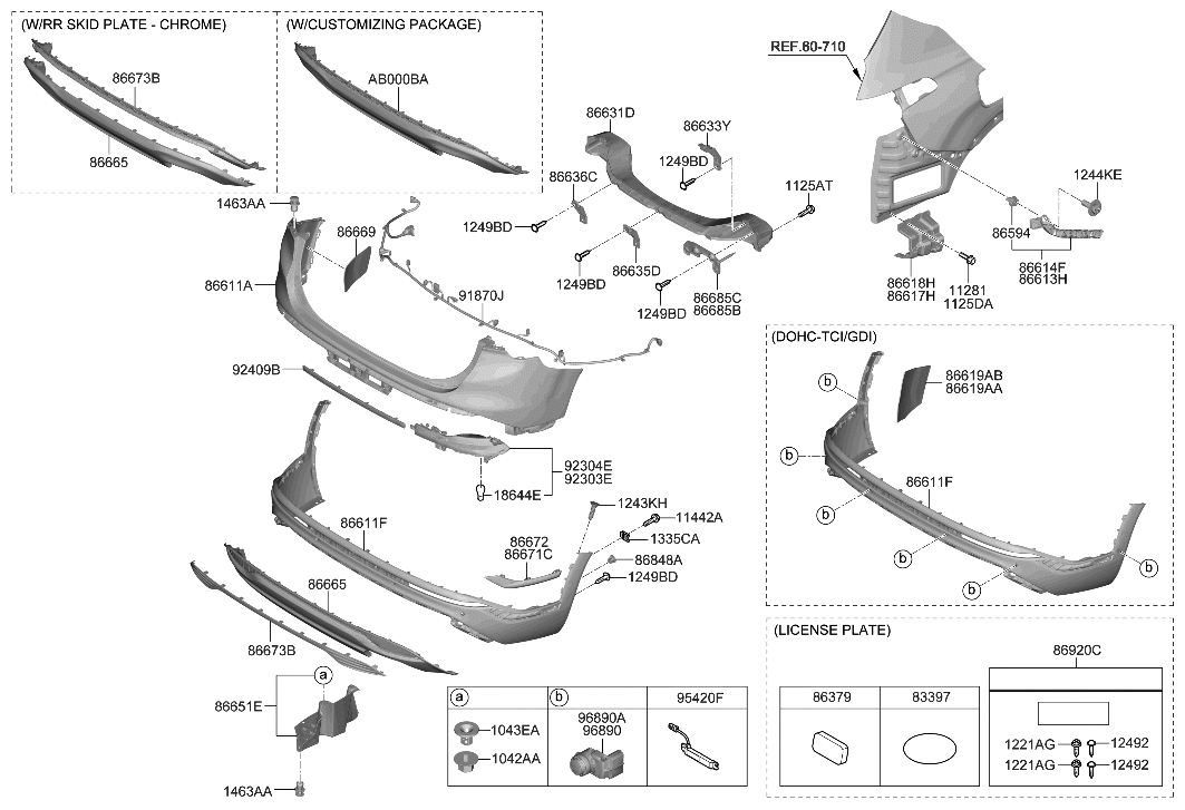 Hyundai 86696-S2500 MOULDING Assembly-RR Bumper,Ctr