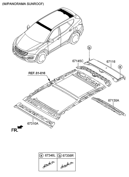 Hyundai 67357-2W300 Bracket Assembly-Roof Rack Rear NO.2,RH