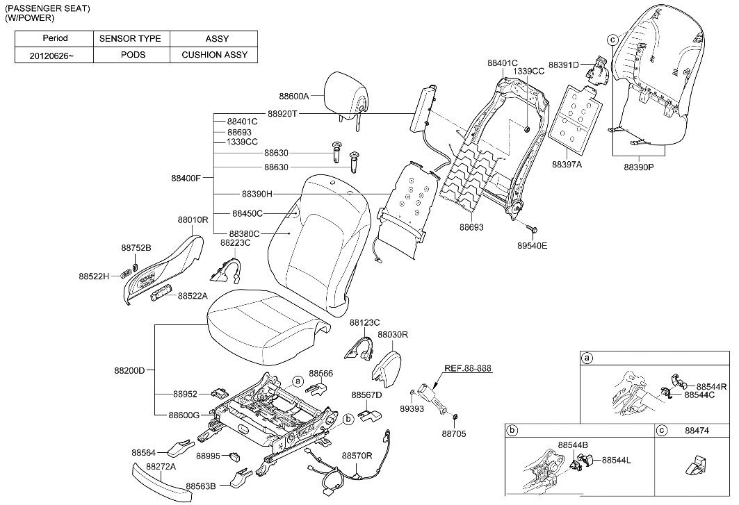 Hyundai 88310-4Z030 Frame Assembly-Front Seat Back PASSEN