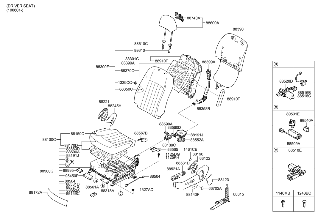 Hyundai 88300-3M100-BAW Back Assembly-Front Seat Driver