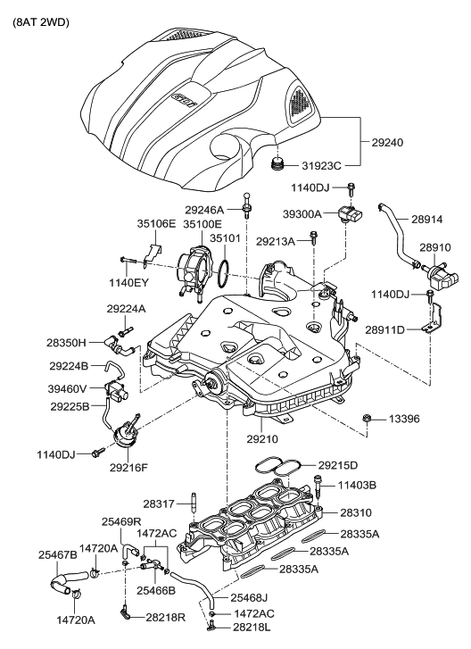 Hyundai 28912-3CDA0 Hose Assembly-PCV