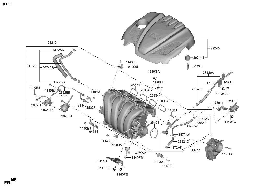 Hyundai 28925-2G710 Hose-Purge