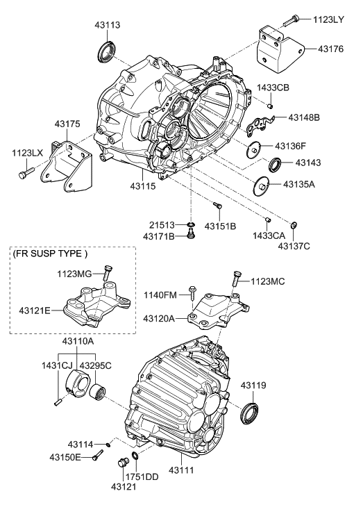 Hyundai 43121-24530 Adaptor-Transmission Support Bracket