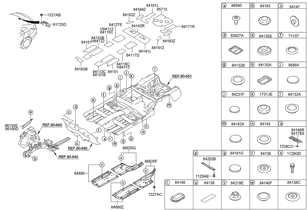 Hyundai 84165-3R000 Anti Pad-Rear Floor Rear Side,RH