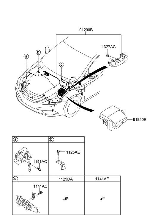Hyundai 91200-3Q101 Wiring Assembly-Front