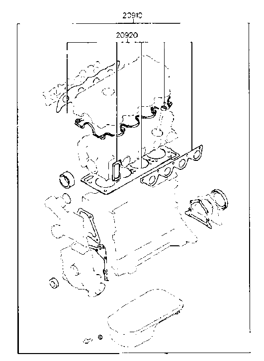 Hyundai 20920-22C10 Gasket Kit-Engine Overhaul Upper