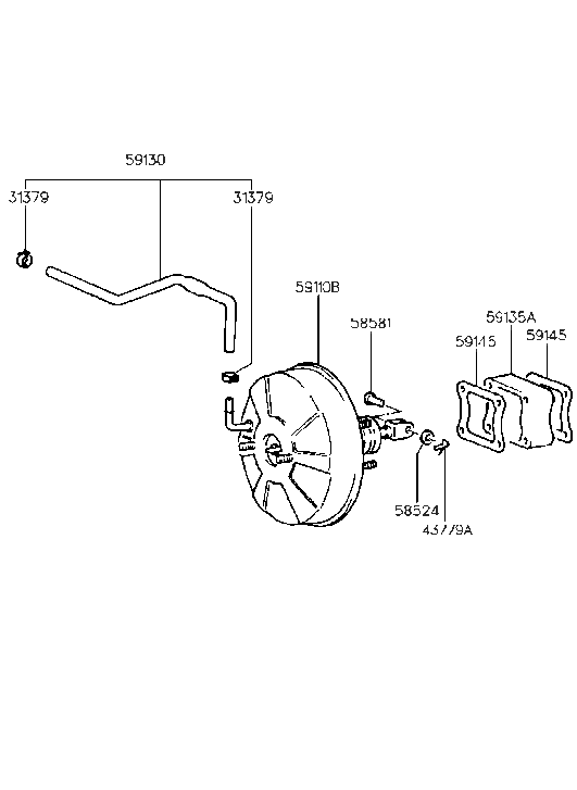 Hyundai 59130-22001 Hose Assembly-Brake Booster Vacuum