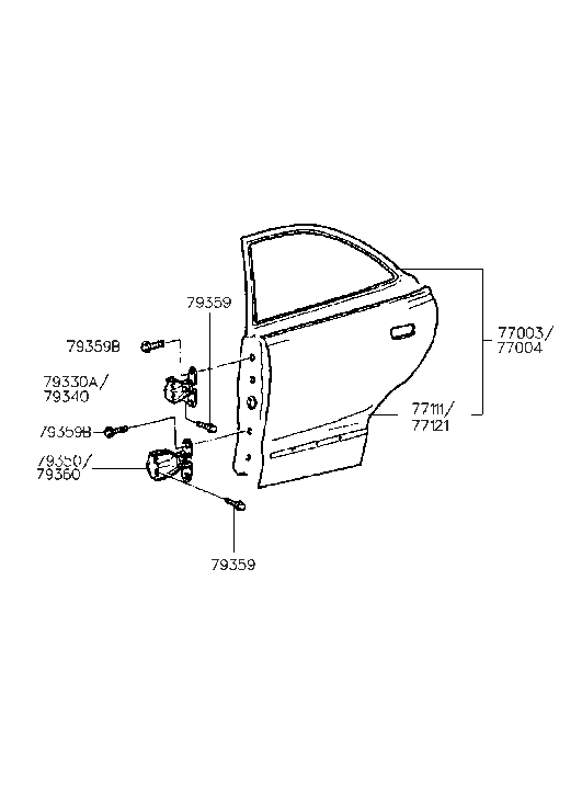 Hyundai 79330-22000 Hinge Assembly-Rear Door Upper,LH