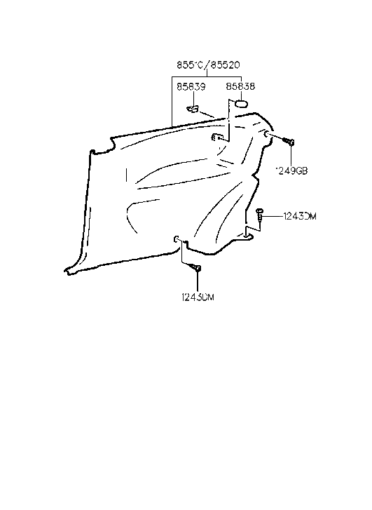 Hyundai 85520-22600-FK Trim Assembly-Quarter Inner RH