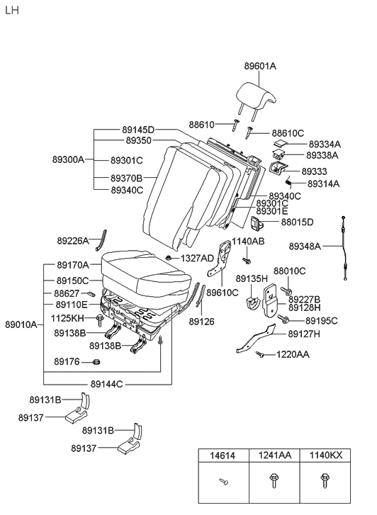 Hyundai 89310-2E600-WK Frame Assembly-Rear Seat Back LH