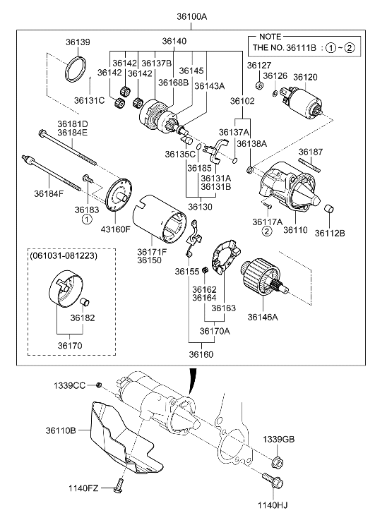 Hyundai 36130-38040 Lever Kit-Starter Pinion Shift