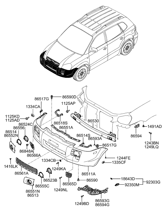 Hyundai 86518-2E051 Cover-Front Bumper Blanking,RH