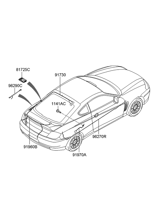 Hyundai 91970-2C000 Wiring Assembly-Rear Heated G/Earth