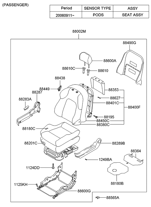 Hyundai 88004-2C240-GAB Seat Assembly-Passenger