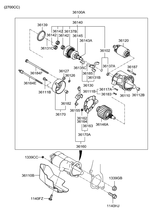 Hyundai 36130-3C100 Lever Kit-Starter Pinion Shift
