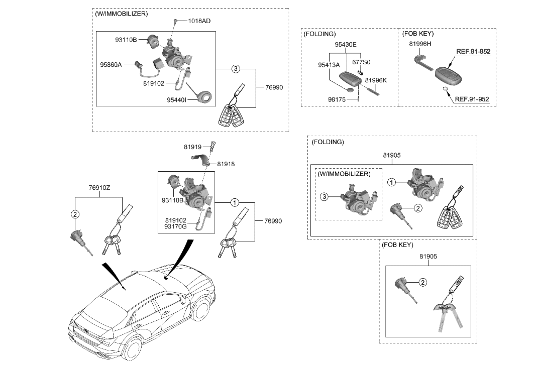 Hyundai 81905-AA050 Key & Cylinder Set-Lock