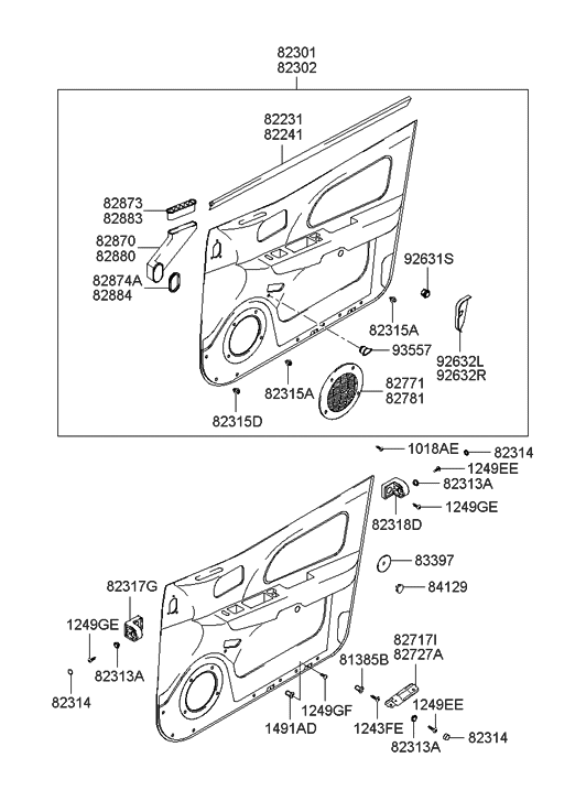 Hyundai 82301-3D120-YU Panel Complete-Front Door Trim,LH