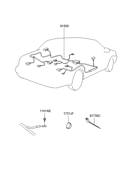 Hyundai 91500-3D240 Wiring Assembly-Floor