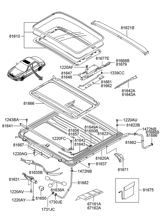 Hyundai 81620-38010 Frame Assembly-SUNROOF