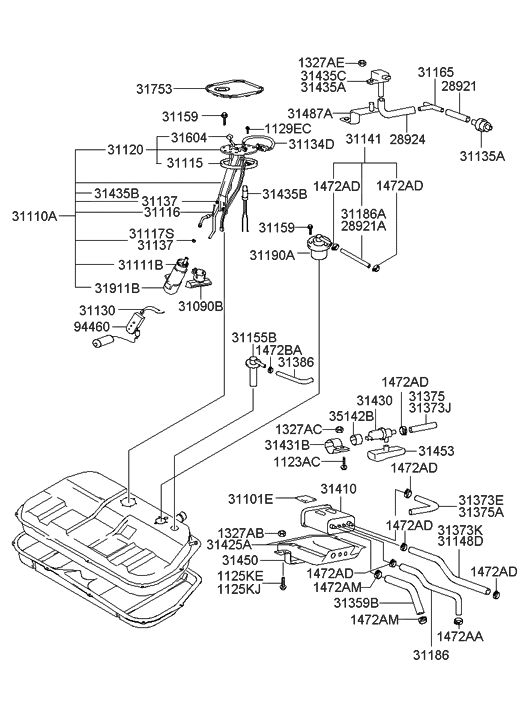 Hyundai 31141-38100 Clamp Assembly-Fuel Pump