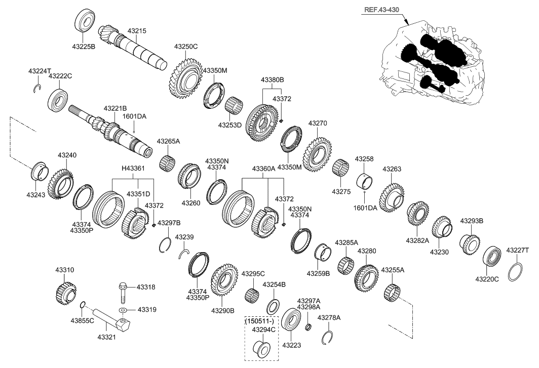 Hyundai 43370-32301 Hub & Sleeve-Synchronizer(3&4)