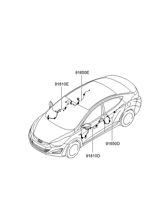 Hyundai 91661-3X080 Wiring Assembly-RR Dr RH