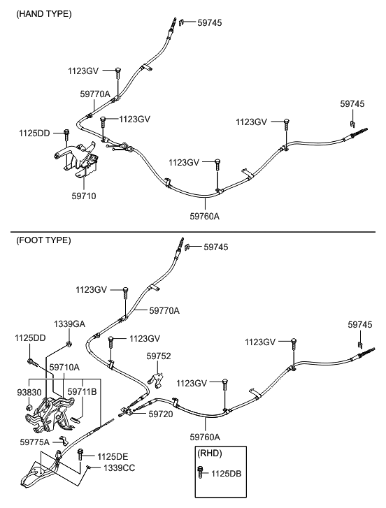 Hyundai 59710-2B000-J9 Lever Assembly-Parking Brake