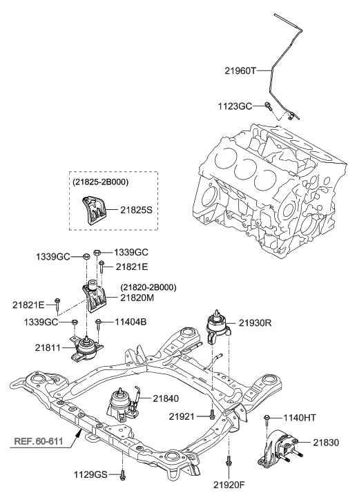 Hyundai 21820-2B100 Engine Mounting Bracket Assembly